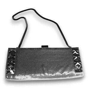 Whiting & Davis NWT Silver Tone Mesh Evening Clutch Purse w/ Swarovski Crystals
